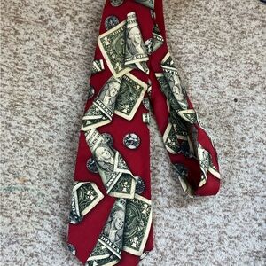 Red Dollar Print Men's Tie